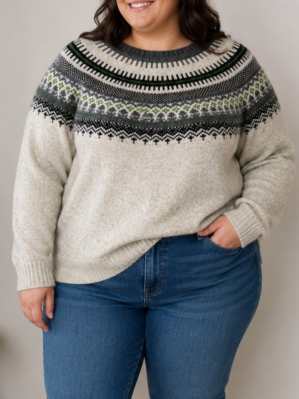 Cabi Shetland Pullover Sweater in a Fair Isle Design-Sz M (Fits Up To Large/XL)